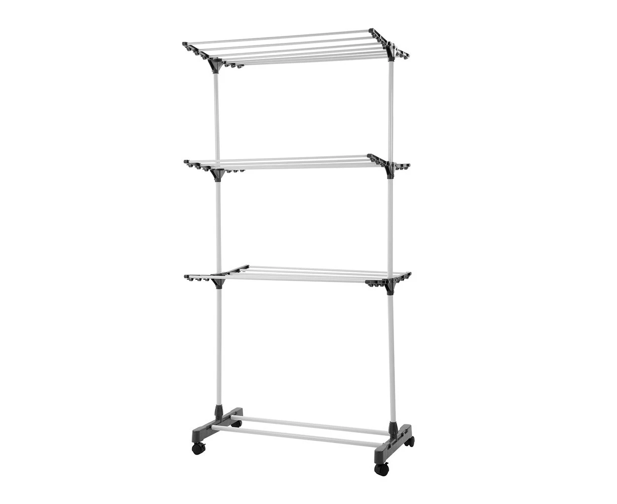 Boxsweden 80x60x165cm 3 Tier Clothes Dryer Rack Airer/Horse w/ Wheels 21 Rails