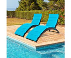 Costway Sun Lounge Setting Outdoor Furniture Rattan Day Bed Recliner Cushion Garden Patio Pool Backyard Balcony, Turquoise