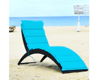 Costway Sun Lounge Setting Outdoor Furniture Rattan Day Bed Recliner Cushion Garden Patio Pool Backyard Balcony, Turquoise