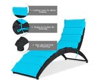 Costway Sun Lounge Setting Outdoor Furniture Rattan Day Bed Recliner Cushion Garden Patio Pool Backyard Balcony, Turquoise