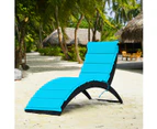 Costway Sun Lounge Setting Outdoor Furniture Rattan Day Bed Recliner Cushion Garden Patio Pool Backyard Balcony, Turquoise