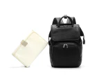 Premium Pu Leather Diaper Bag backpack (Nappy Bag) with changing pad (Black)