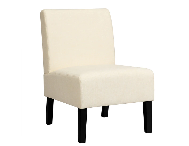 Giantex Armless Accent Chair Upholstered Fabric Side Chairs w/Comfortable Backrest Soft Padded Living Room Beige