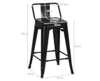Giantex Set of 4 Dining Chairs Metal Chair w/ Removable Backrest Cafe Side Chair Bar Stool for Kitchen Dining Room,Black