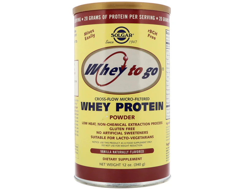 Solgar, Whey To Go, Whey Protein Powder, Vanilla, 12 oz (340 g)