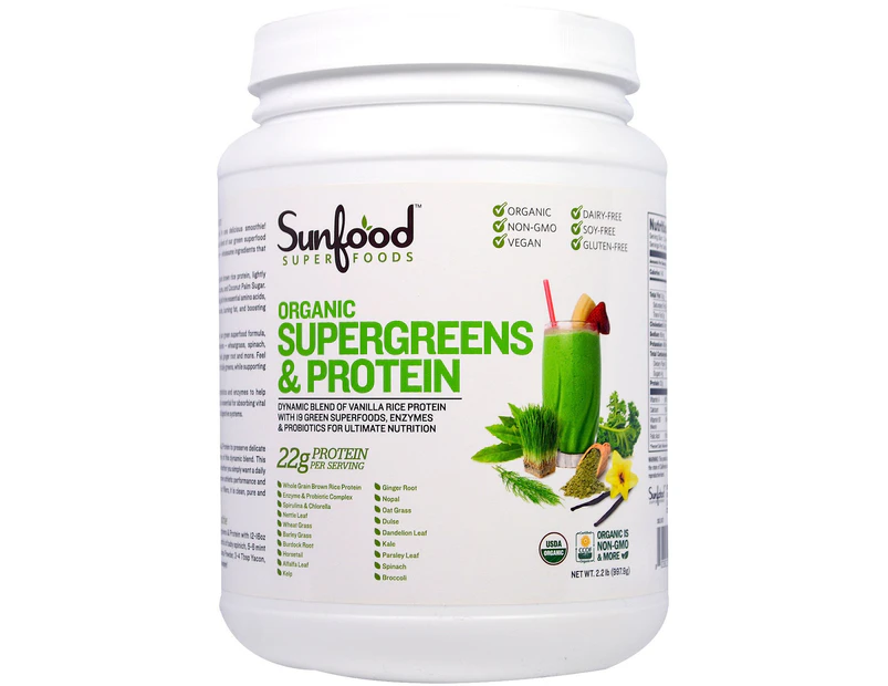 Sunfood, Organic Supergreens & Protein, 2.2 lb (997.9 g)