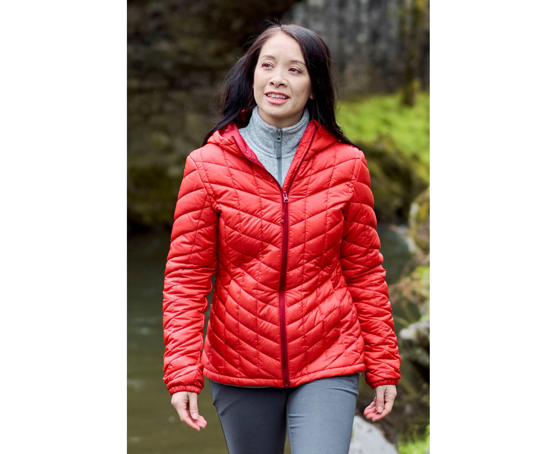 Mountain Warehouse Womens Speed Padded Jacket Ladies Waterproof Microfibre Coat - Red