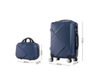 Slimbridge 2pcs 20"Travel Luggage Set 12"Hand Carry On Bag Suitcase Case Navy