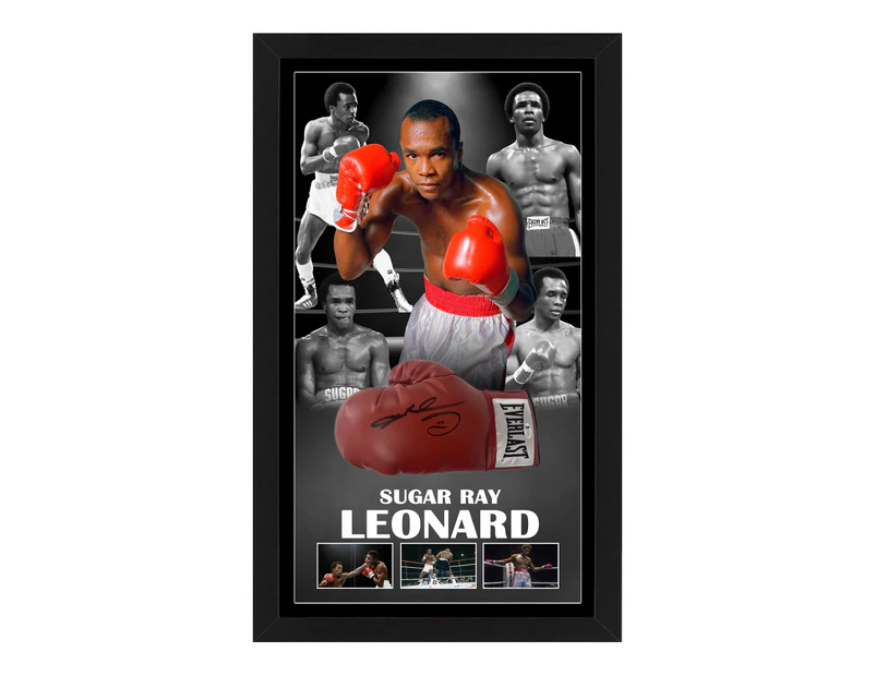 Boxing - Sugar Ray Leonard Signed & Framed Boxing Glove (Beckett COA)