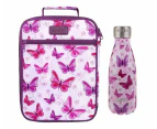 Insulated Lunch Tote Bag with OASIS Drink Bottle 350ml Carry School Butterflies