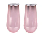 2 Pack Oasis 180ml Double Insulated Stemless Champagne Wine Tumbler w/ Lids - Mirror Rose Gold