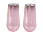 2 Pack Oasis 180ml Double Insulated Stemless Champagne Wine Tumbler w/ Lids - Mirror Ruby