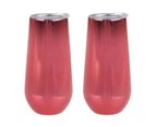 2 Pack Oasis 180ml Double Insulated Stemless Champagne Wine Tumbler w/ Lids - Mirror Sapphire