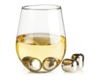 Set of 4 Wine Champagne Pearls Stainless Steel Frozen Chillers with Velvet Bag
