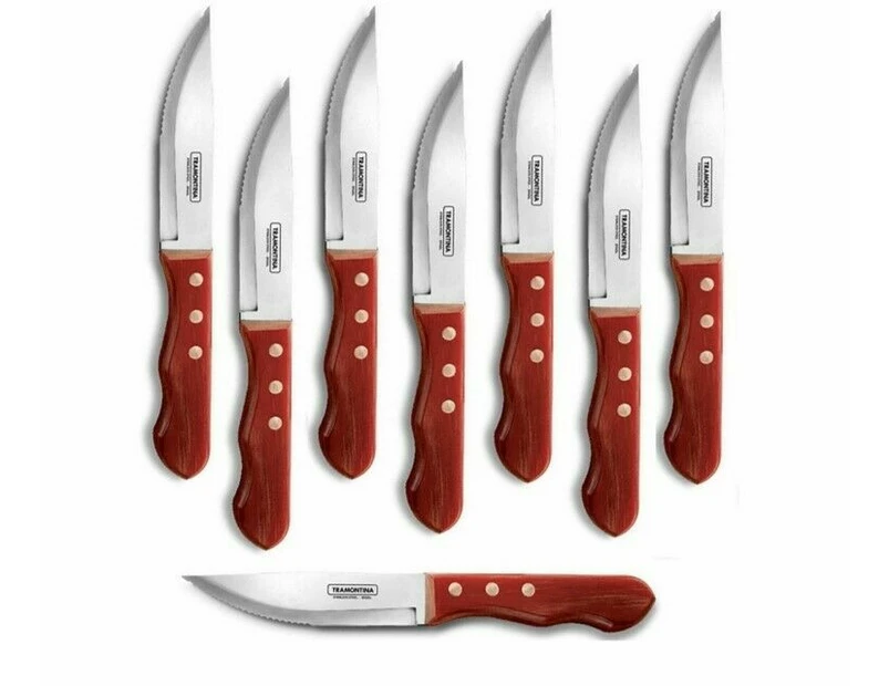 Jumbo Steak Knife BBQ Churrasco Knives Tramontina Polywood 8 piece RED Handle