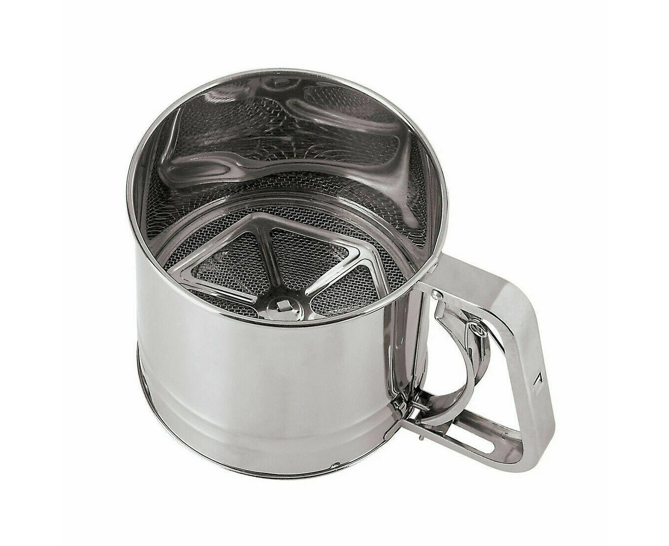 Flour Sifter 3 Cup with Trigger Handle Stainless Steel Bake Cake Icing Strainer