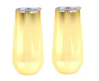 2 Pack Champagne Tumbler w/ Lids 180ml - Mirror Rose Gold