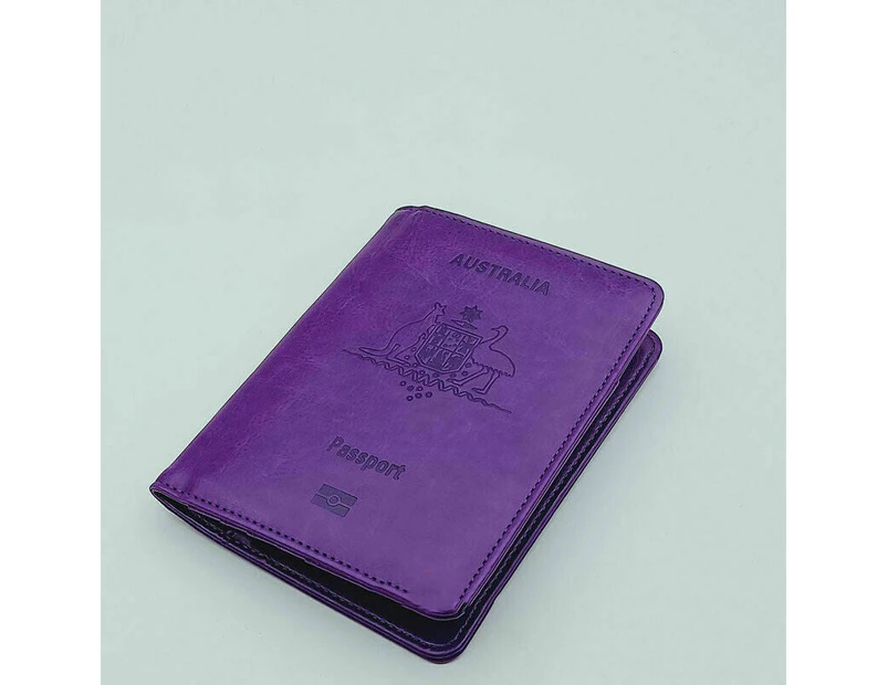Rfid Blocking Passport Holder for Travel Accessories Passport Purse Card Wallet - Purple