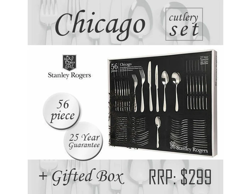 Stanley Rogers Chicago 56 Piece Stainless Steel Cutlery Set Gift Box