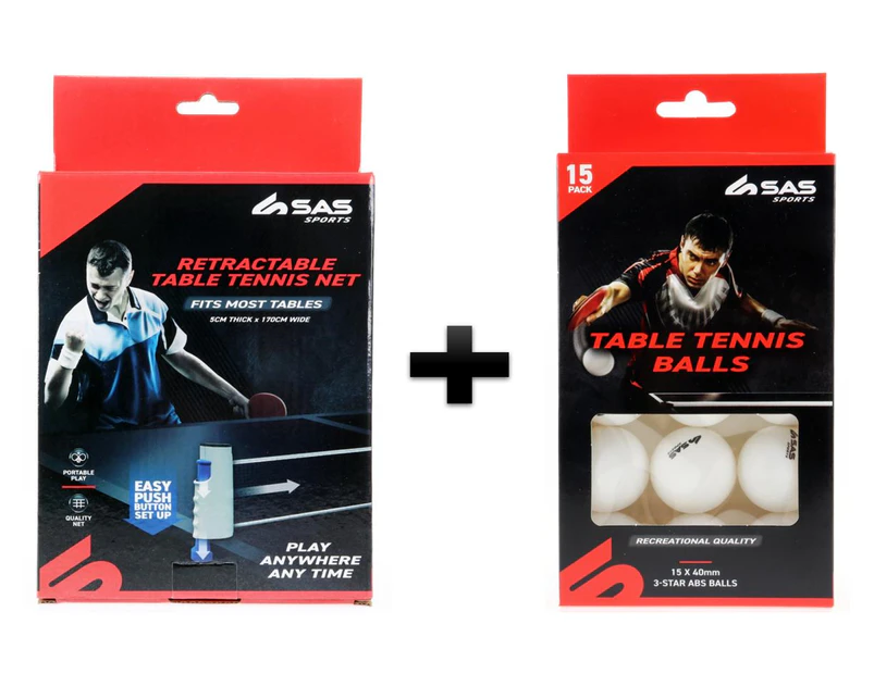 Table Tennis Kit Ping Pong Set Retractable Net With 15 Balls Fits Most Tables