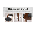 Set of 2 Wooden Bar Stools PU Leather - Black and Wood