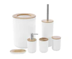 4x Boxsweden Bano Bathroom 330ml Cup BPA Free Bamboo Base Holder 7.5x10cm WHT