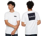 Hurley Men's Everyday Washed Boxed Tee / T-Shirt / Tshirt - White/Black