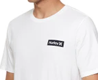 Hurley Men's Everyday Washed Boxed Tee / T-Shirt / Tshirt - White/Black