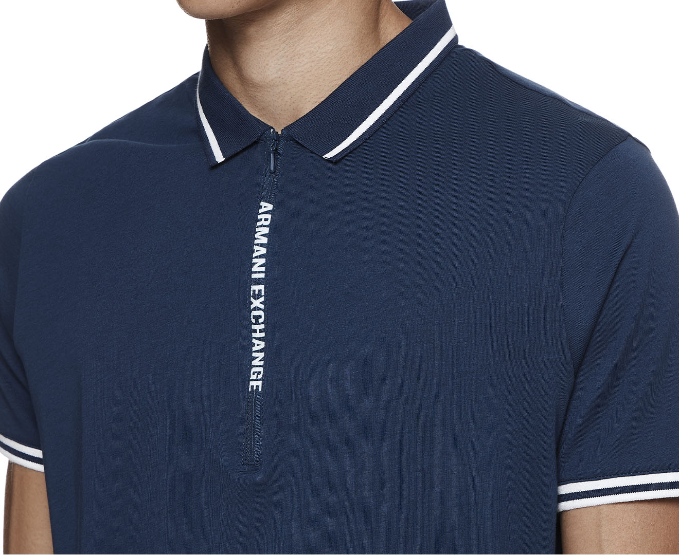 Armani Exchange Men's Zip Polo Shirt - Blue Depths 