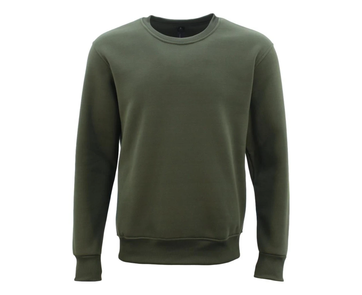 FIL Unisex Fleece Crew Neck Jumper w Pockets - Olive