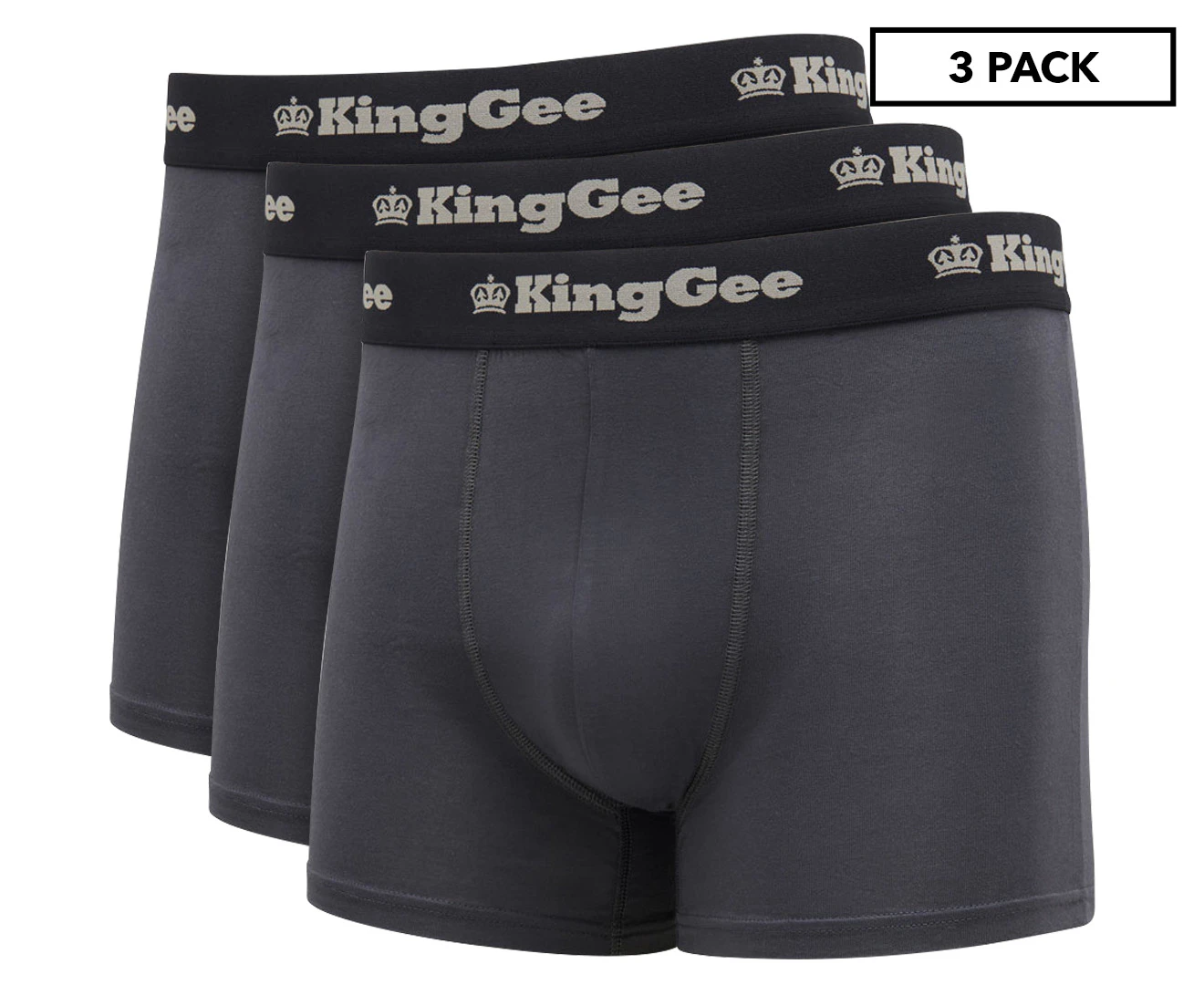 KingGee Men's Bamboo Work Trunks 3-Pack - Charcoal