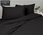 Sheraton Luxury Maison Linen Cotton Quilt Cover Set - Charcoal