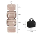 Travel Toiletry Bag Water-Resistant Makeup Cosmetic Organizer With Hanging Hook-Black