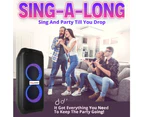 SingMasters Party Box P80 Bluetooth Karaoke Machine Speaker,Portable,Rechargeable,2 Premium UHF Wireless mics,Party Lights,Karaoke Recording