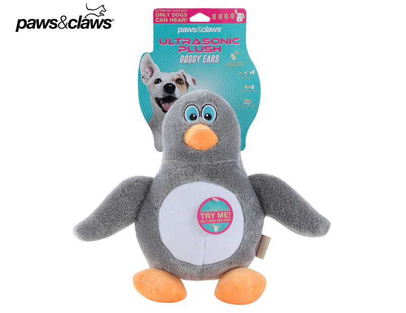 Paws & Claws 22cm Doggy Ears Ultrasonic Plush Penguin Dog Toy - Multi