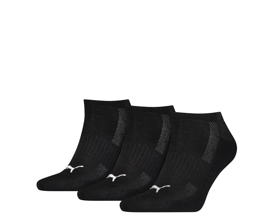 Puma Mens 3 Pack Cushion Sneaker Socks Trainer Soft Fabric Comfort Reinforced - Black