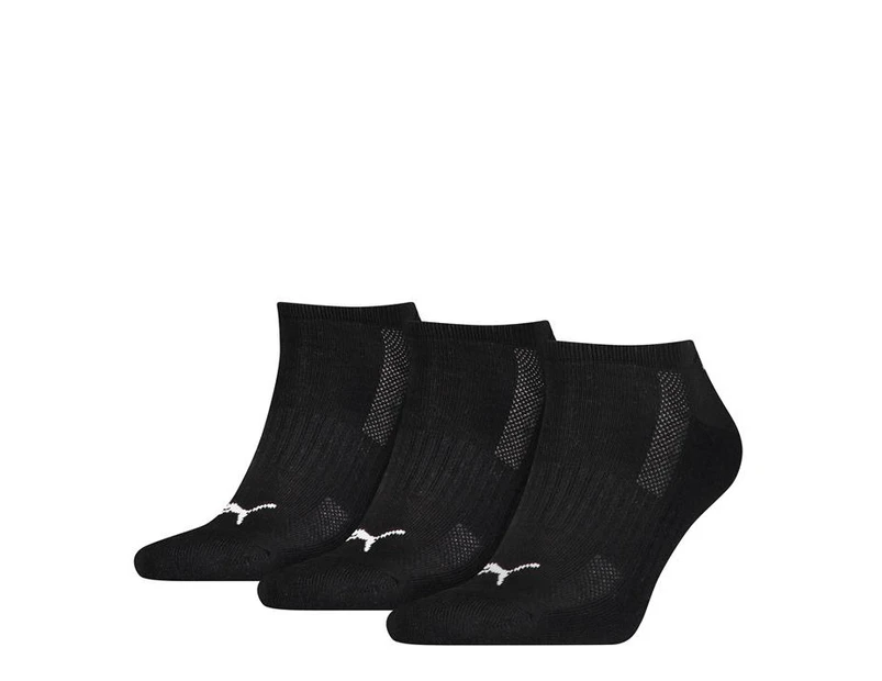 Puma Mens 3 Pack Cushion Sneaker Socks Trainer Soft Fabric Comfort Reinforced - Black