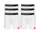 6x - Mens Cotton Boxer Shorts - Frank and Beans Underwear - White