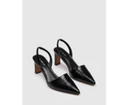 Jo Mercer Women's Kyra Mid Heels Leather Shoes - Black Croc