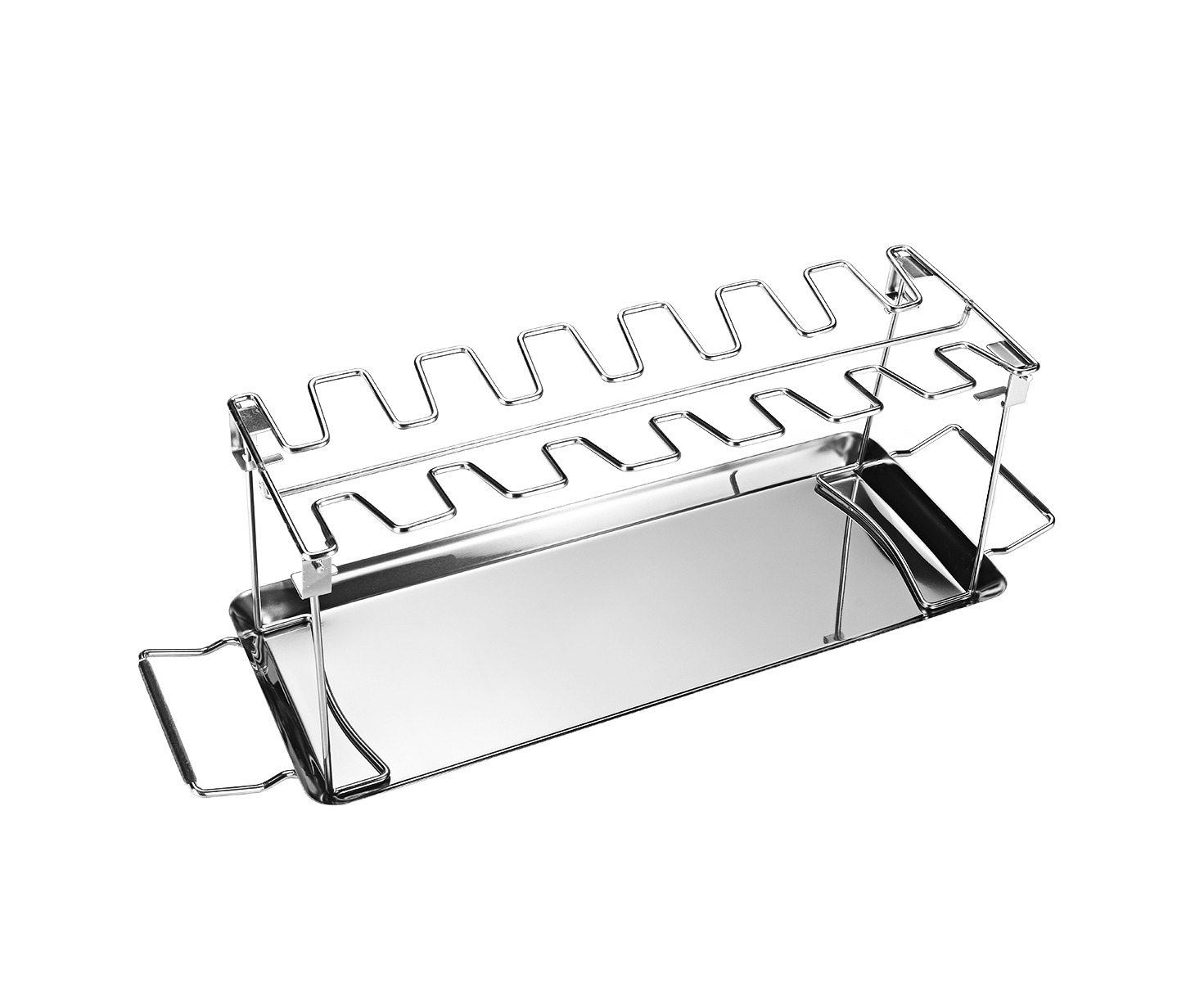 Chicken Leg Wing Rack 14 Slots Stainless Steel Metal Roaster Stand with Drip Tray for BBQ Smoker Grill or Oven, Dishwasher Safe