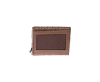 Genuine Leather Weave Pattern Brown Snap Closure Bifold Wallet & Card Holder