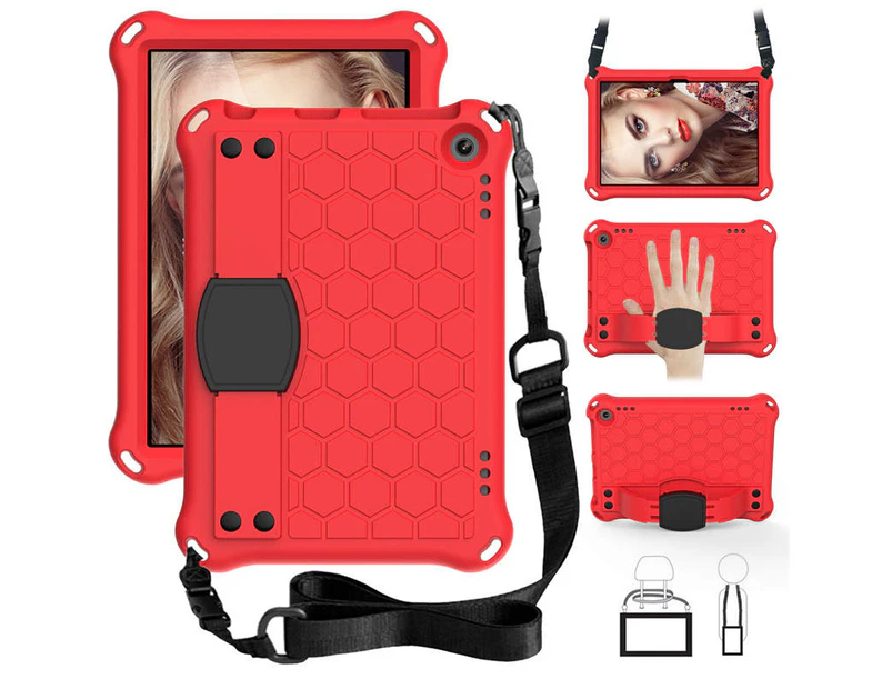WIWU Hive Kindle Fire HD8/HD8 Plus (2020) Tablet Case Durable Stand Cover With Shoulder Strap-RedBlack