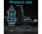 Costway Gaming Chair Eogonomic Office Chair Reclining Computer Executive Chair w/Pillows & Footrest, Blue