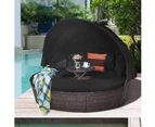 Costway Sun Lounge Setting Outdoor Day Bed Patio Furniture Rattan Sofa Bed Cushion Garden Balcony w/Adjustable Canopy, Black