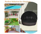 Costway Sun Lounge Setting Outdoor Day Bed Patio Furniture Rattan Sofa Bed Cushion Garden Balcony w/Adjustable Canopy, Black