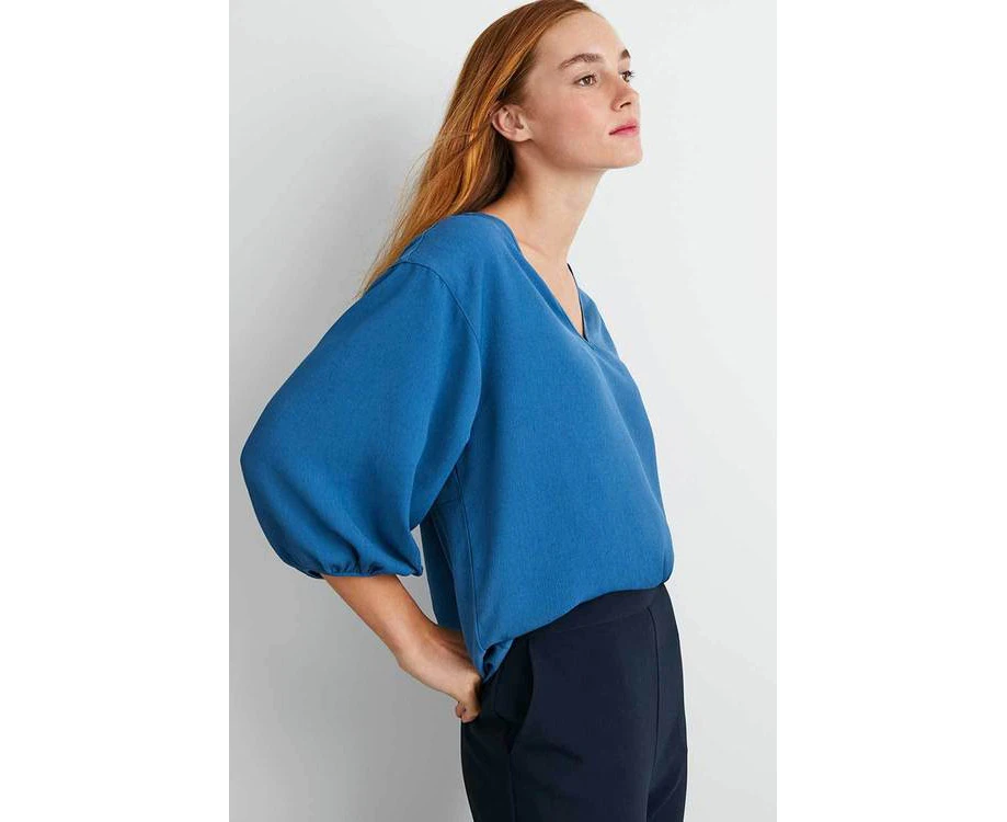 Womens Emerge Balloon Sleeve Top Blue