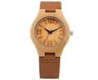 Women's Bamboo Wood Quartz Watch Leather Strap Wood Case Dial 1
