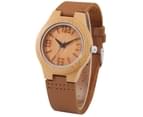 Women's Bamboo Wood Quartz Watch Leather Strap Wood Case Dial 2