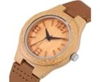 Women's Bamboo Wood Quartz Watch Leather Strap Wood Case Dial 3