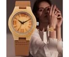 Women's Bamboo Wood Quartz Watch Leather Strap Wood Case Dial 6